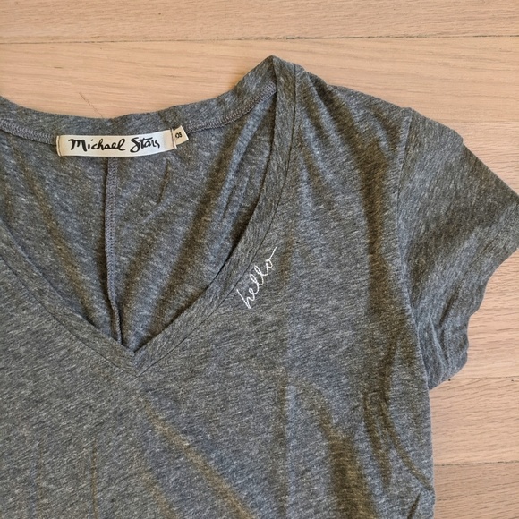 Michael Stars Tops - Michael Stars Embroidered Grey Tee